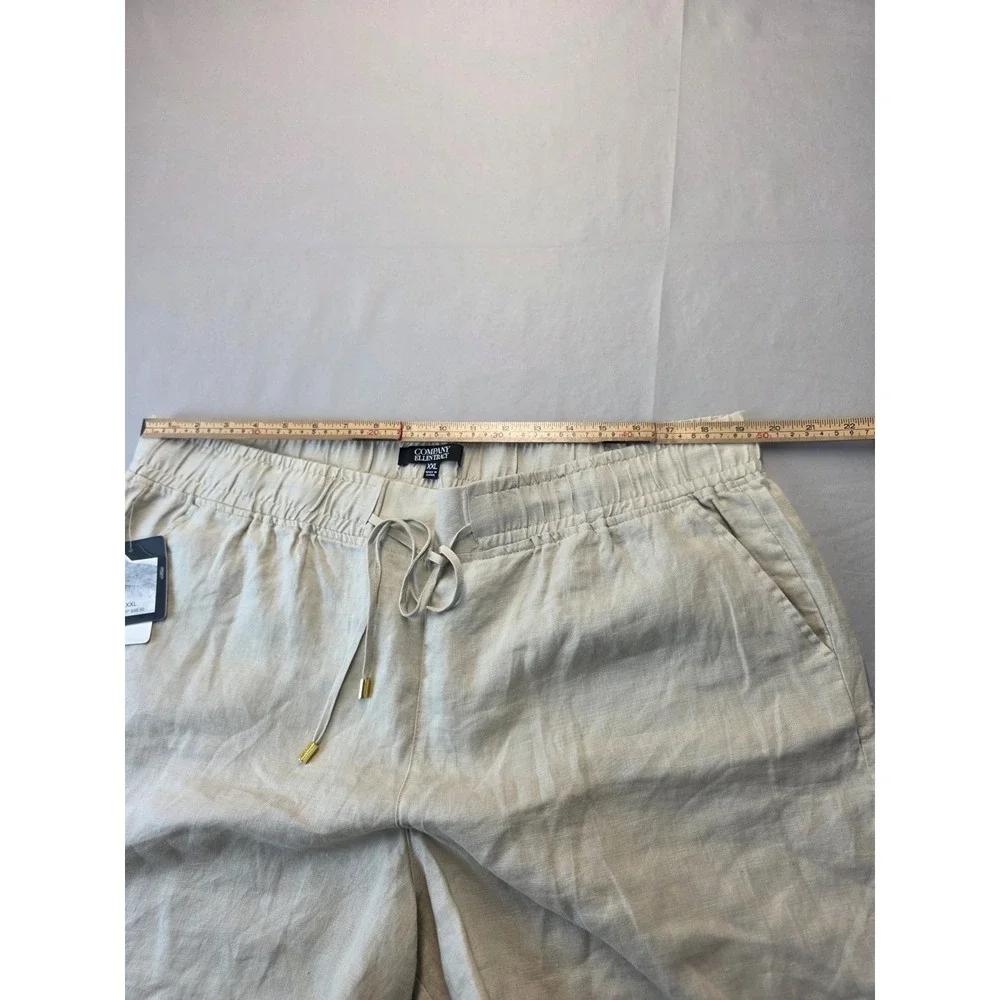 Company Ellen Tracy Womens XXL Linen Shorts Sandstone Drawstring ECMS77012 NWT